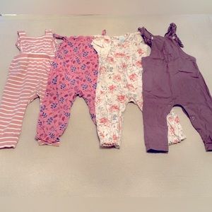 Romper Bundle, short sleeve/sleeveless, 9-12 month, EUC, Cotton, Linen, Floral
